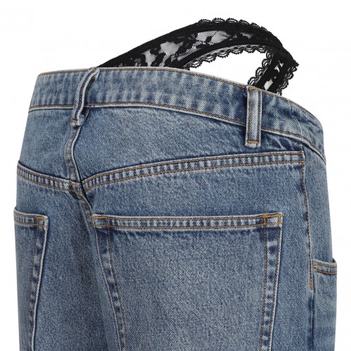 Blue Asymmetrical Waistband Jeans
