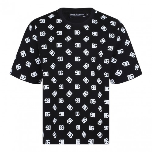 Black and White Monogram Print T-Shirt