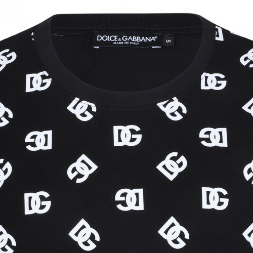 Black and White Monogram Print T-Shirt