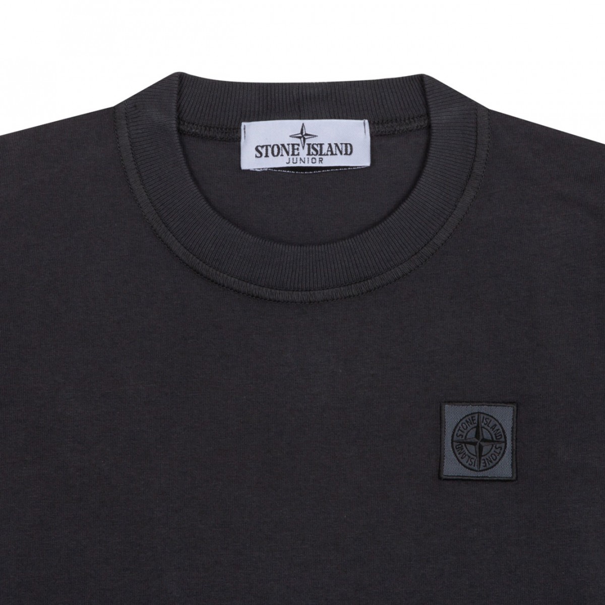Blue Grey Patch Cotton T-shirt
