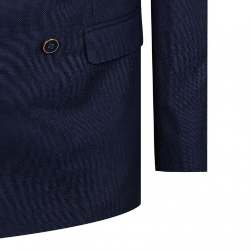Blue Wool Double-Breasted Blazer