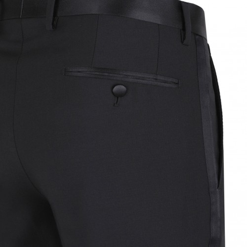 Black Wool and Silk Martini-Fit Tuxedo Suit