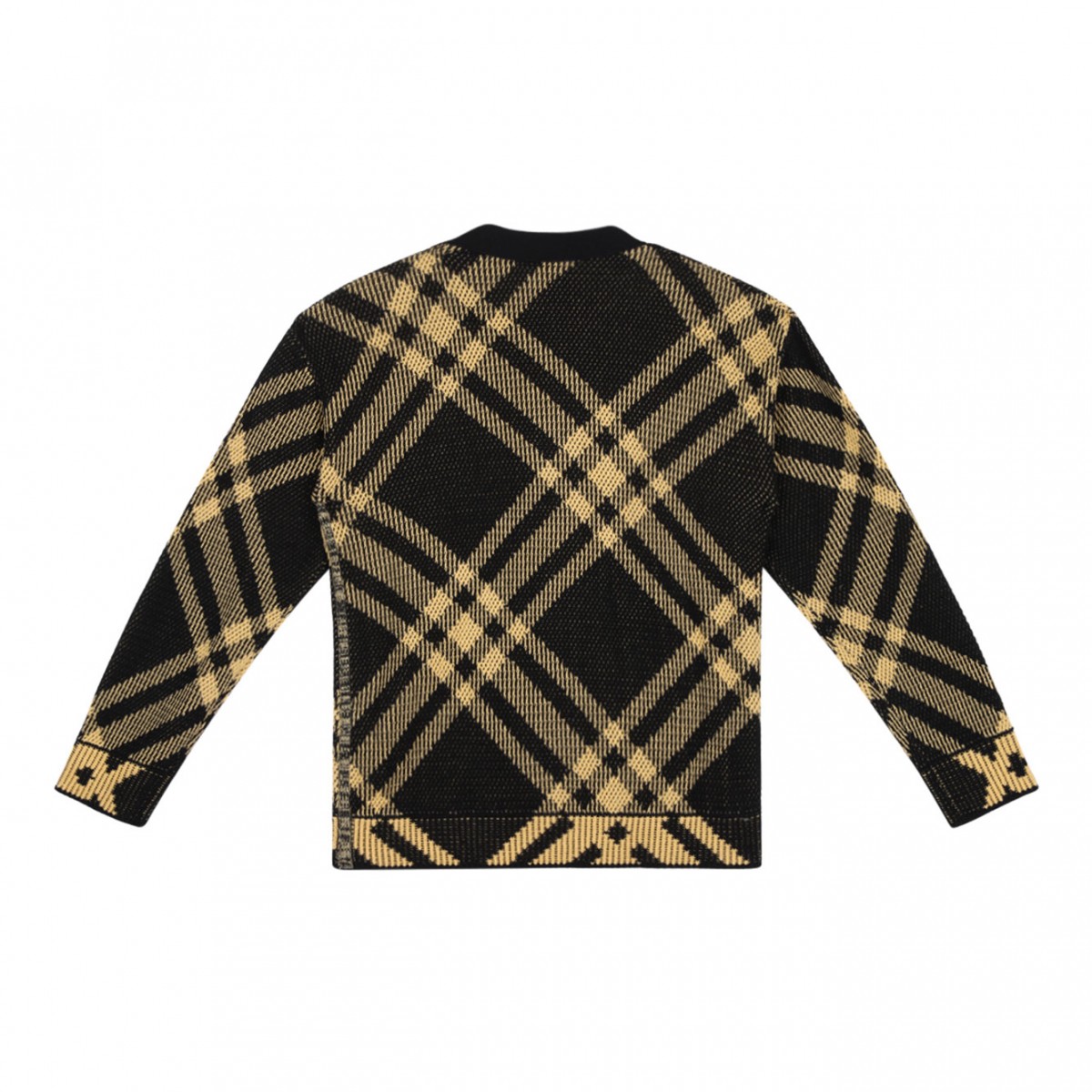 Light Yellow and Black Check Pattern Cardigan