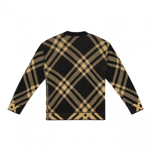 Light Yellow and Black Check Pattern Cardigan