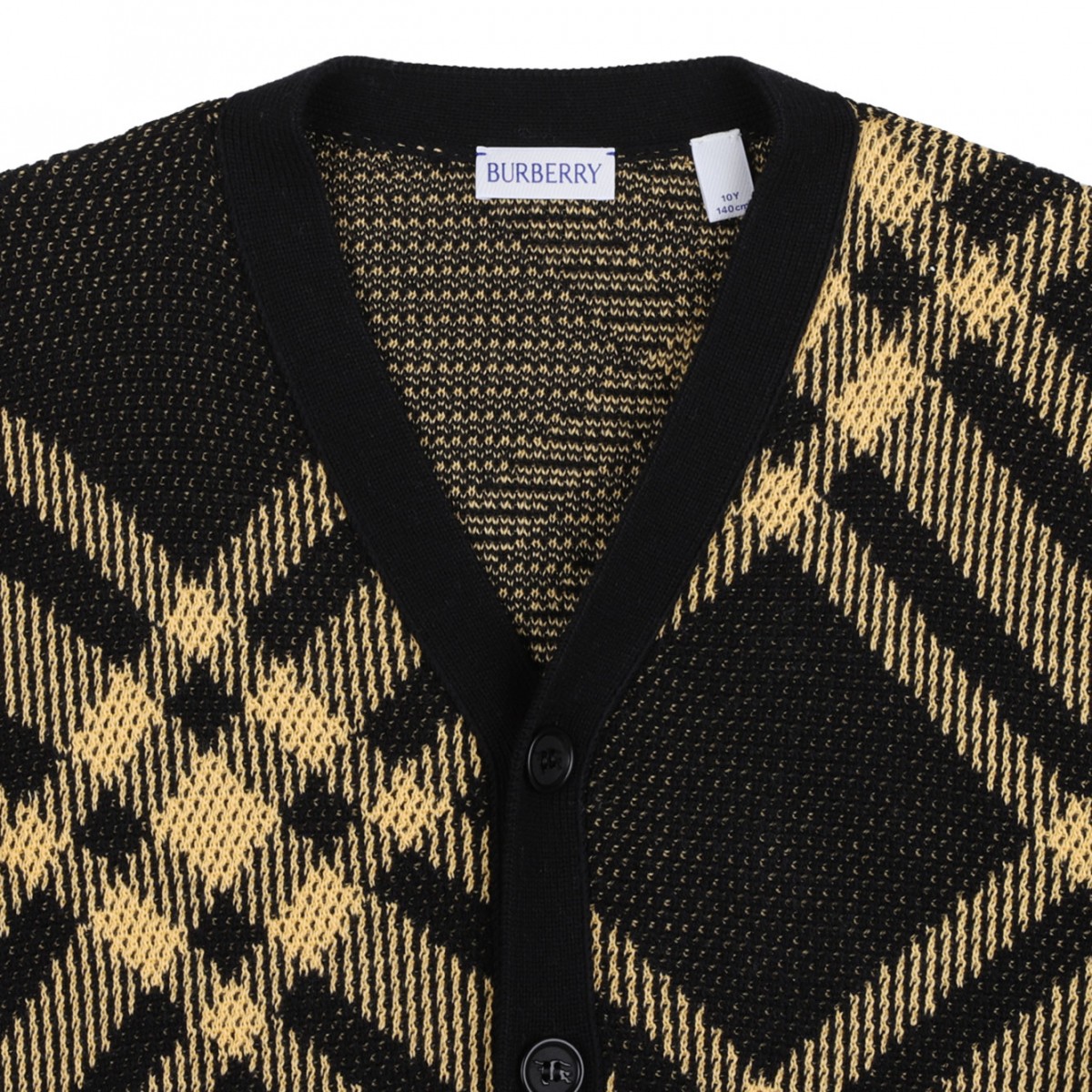 Light Yellow and Black Check Pattern Cardigan
