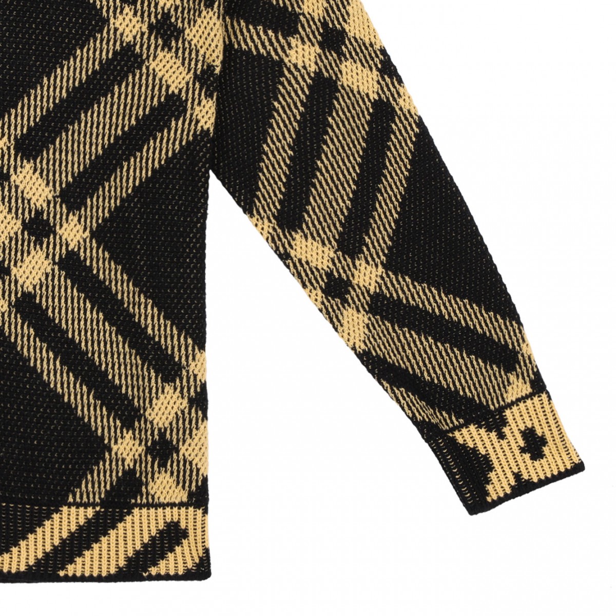 Light Yellow and Black Check Pattern Cardigan