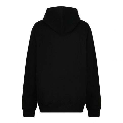 Black Flocked Logo Hoodie