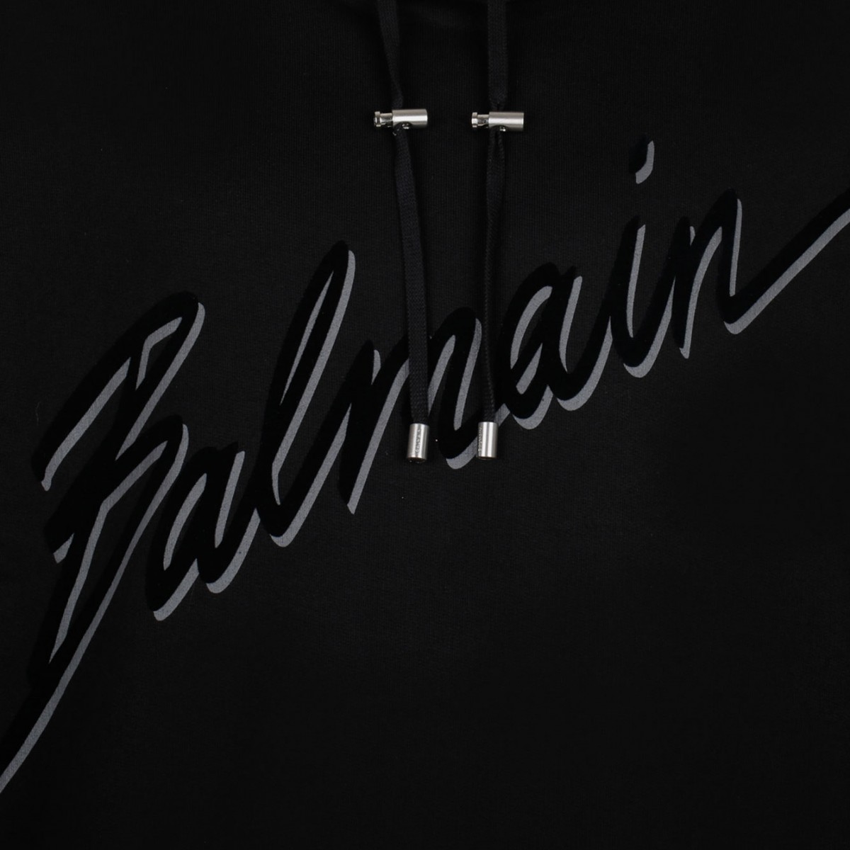 Black Flocked Logo Hoodie