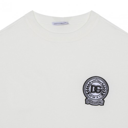 White Logo Embroidered T-Shirt