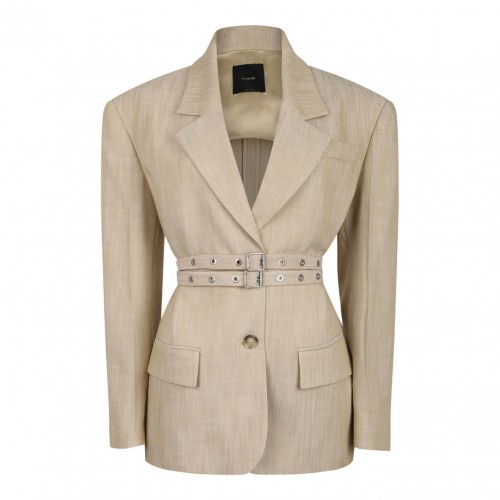 Beige Belted Blazer