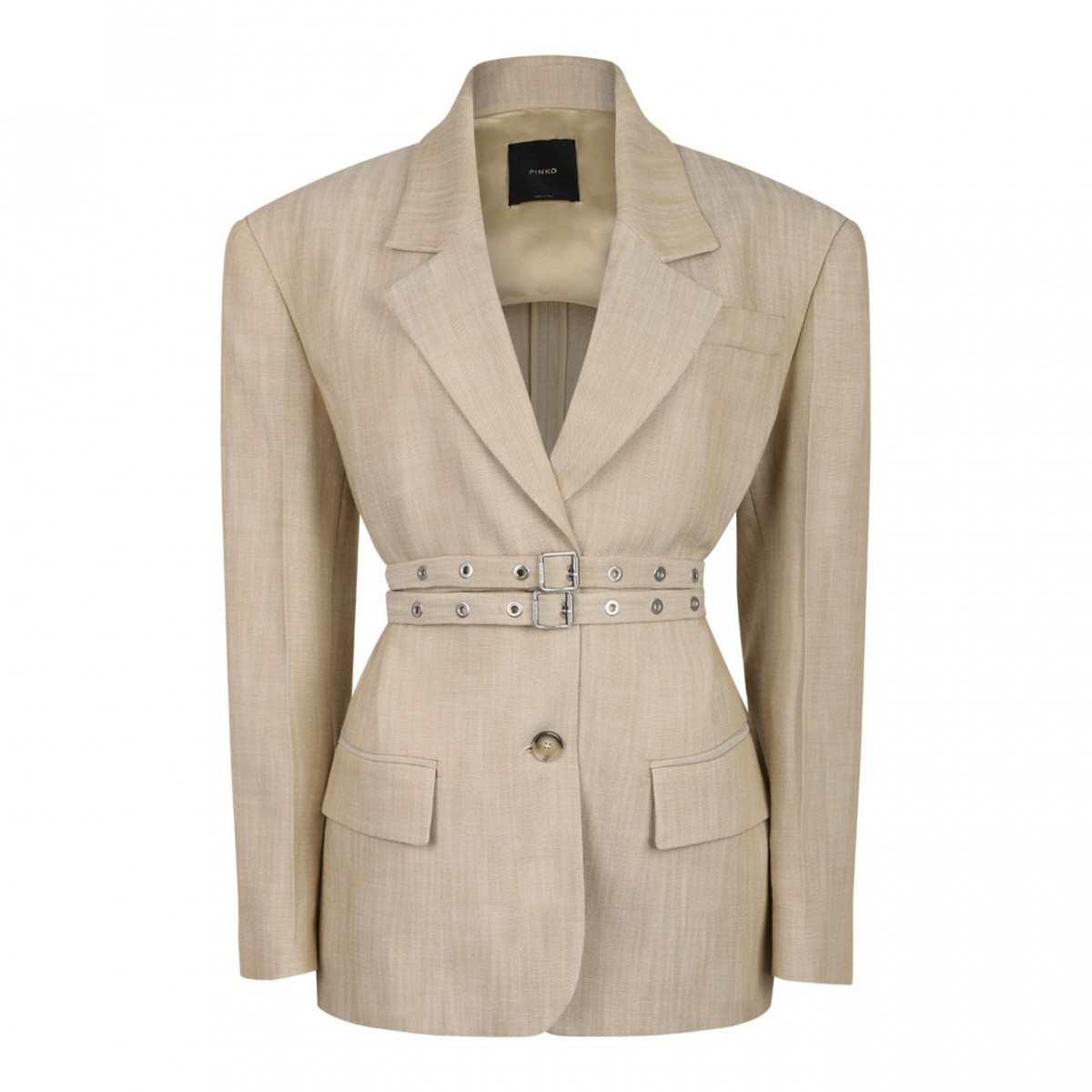 Beige Belted Blazer