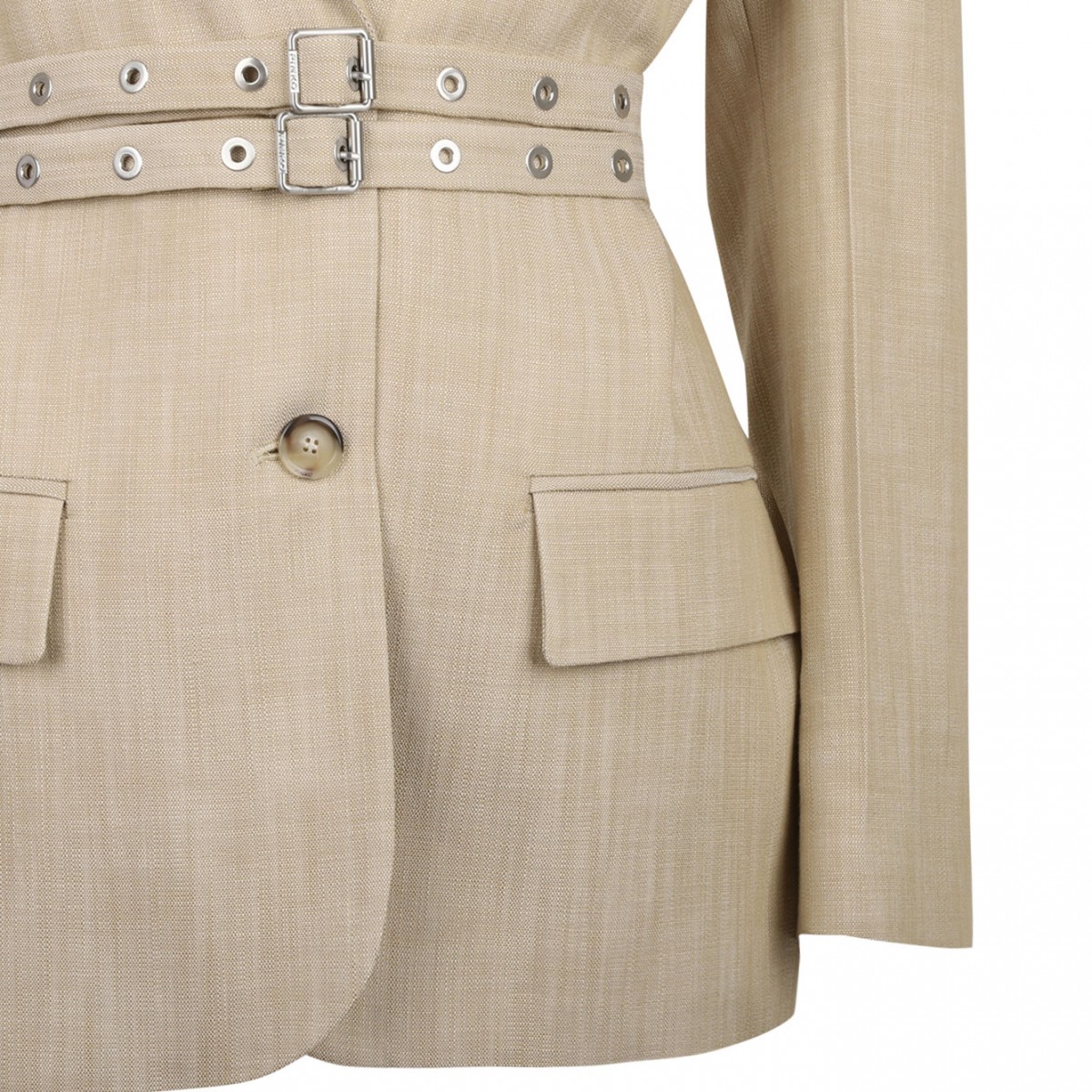 Beige Belted Blazer