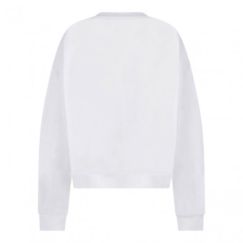 White Jersey Sweatshirt With DG Fucsia Maiolica Patch