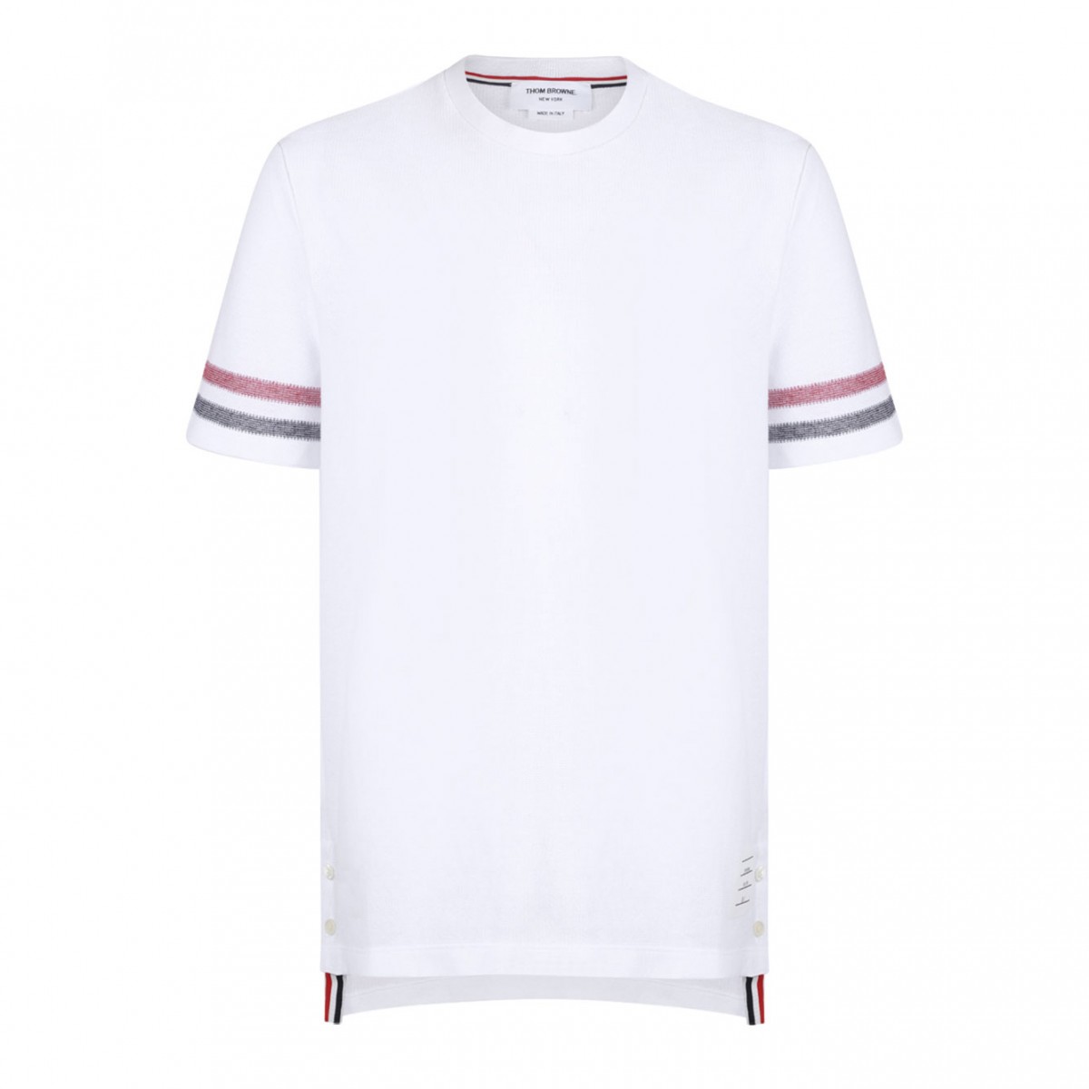 White Tri Colour Striped Knit T-Shirt