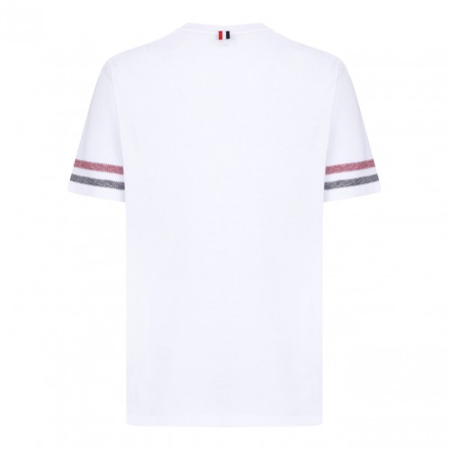 White Tri Colour Striped Knit T-Shirt 2