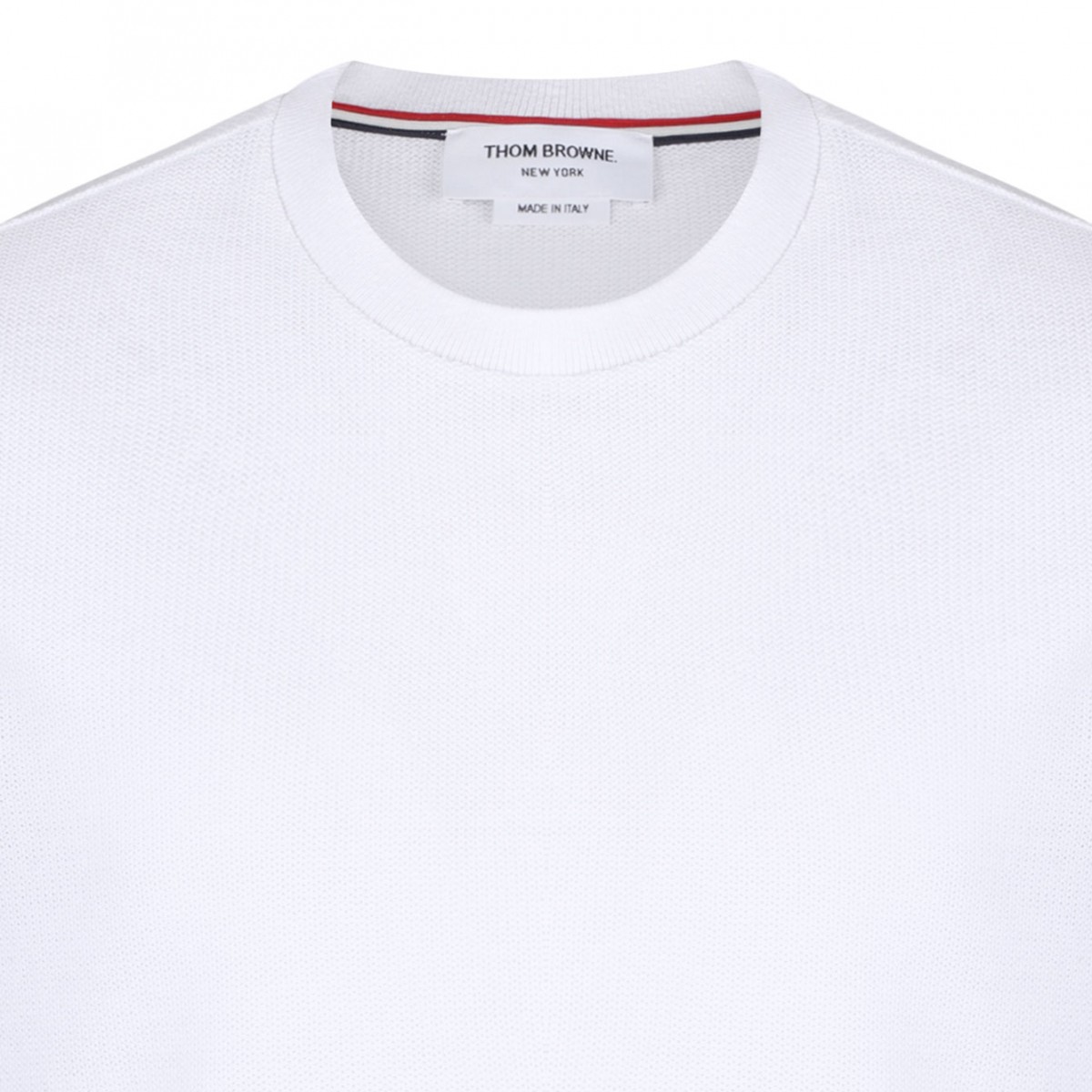 White Tri Colour Striped Knit T-Shirt