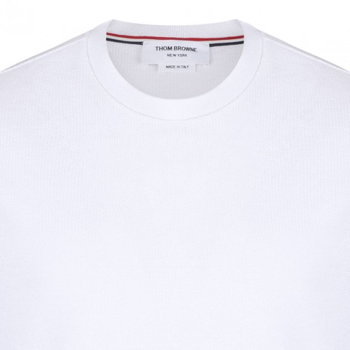 White Tri Colour Striped Knit T-Shirt