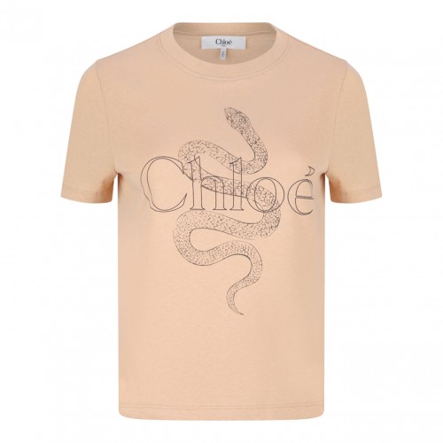 Beige Snake Print T-Shirt