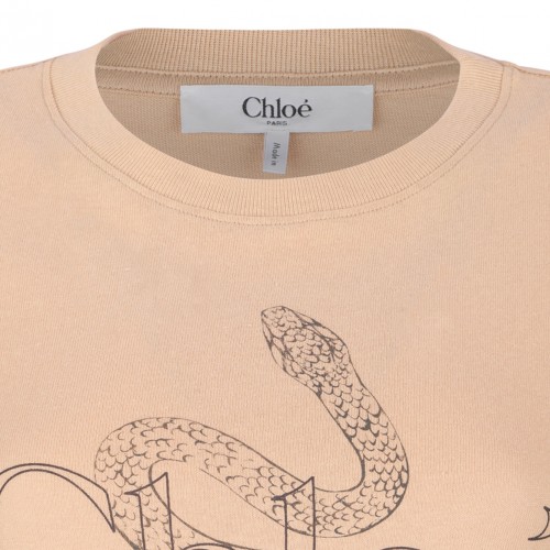 Beige Snake Print T-Shirt