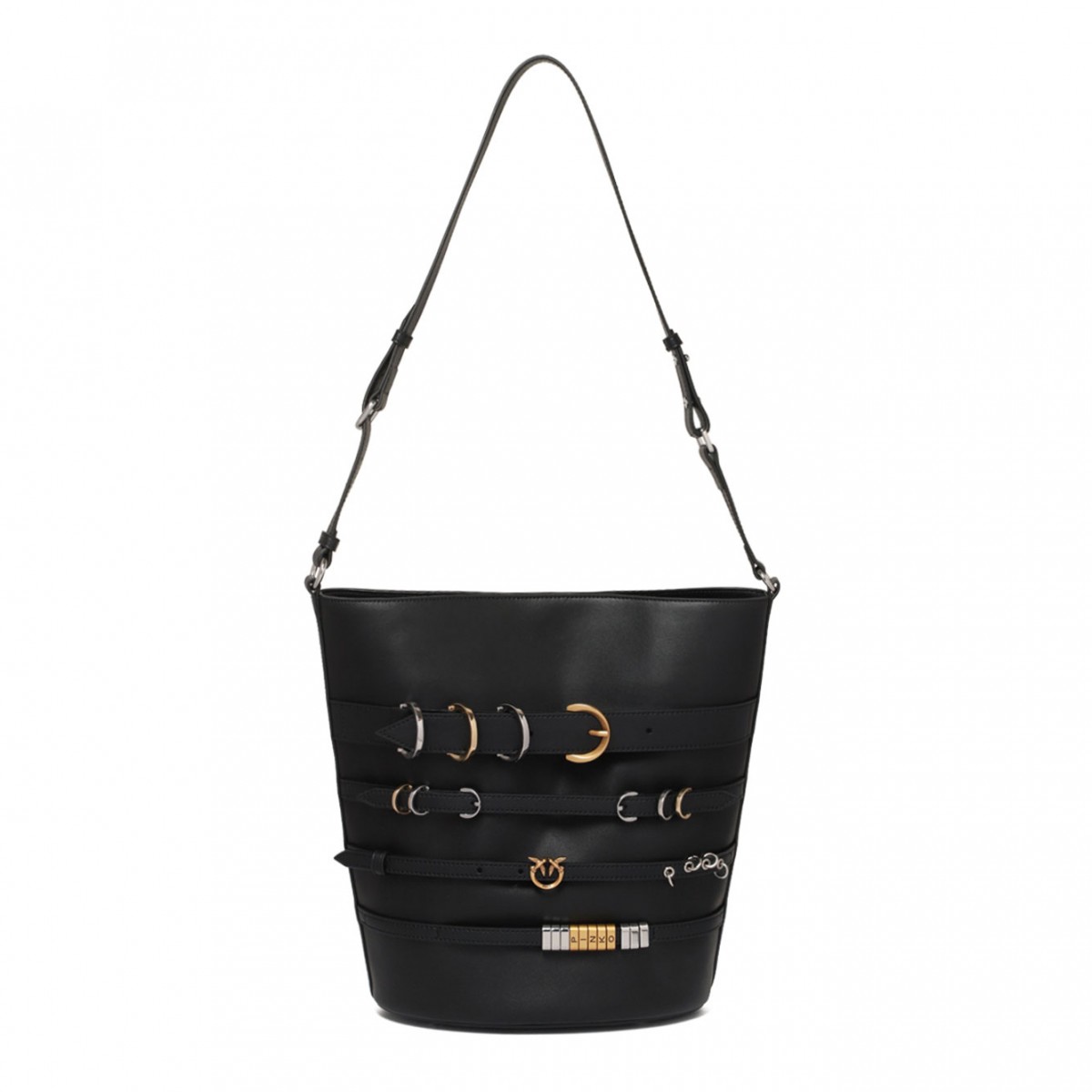 Black Love Birds Bucket Bag