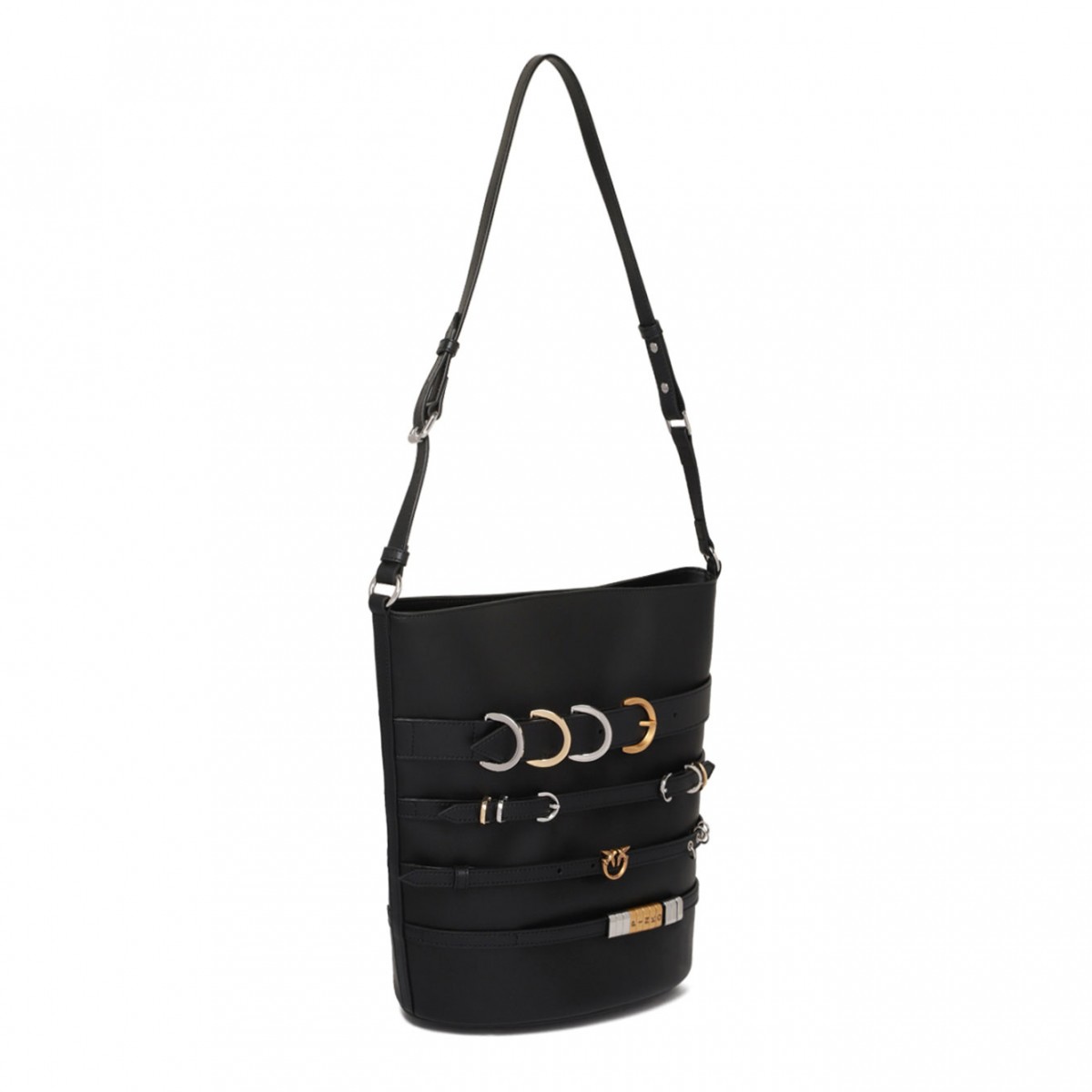 Black Love Birds Bucket Bag