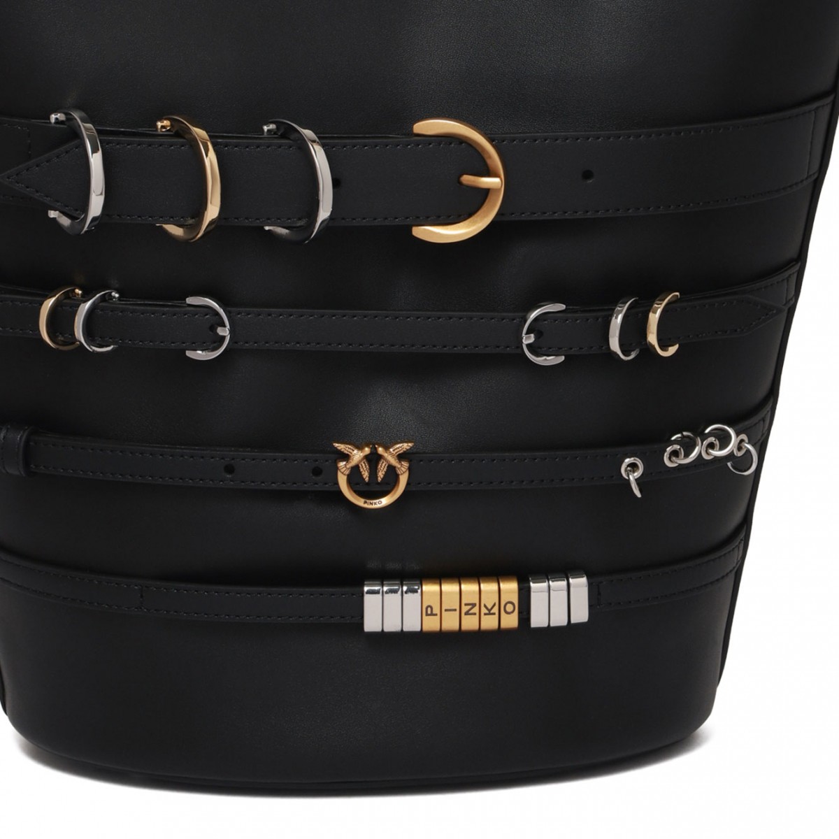 Black Love Birds Bucket Bag