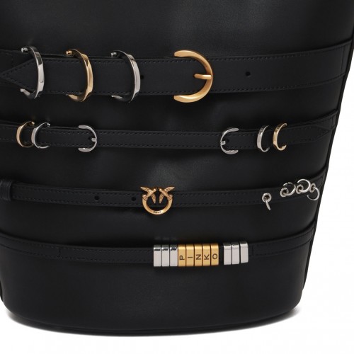 Black Love Birds Bucket Bag