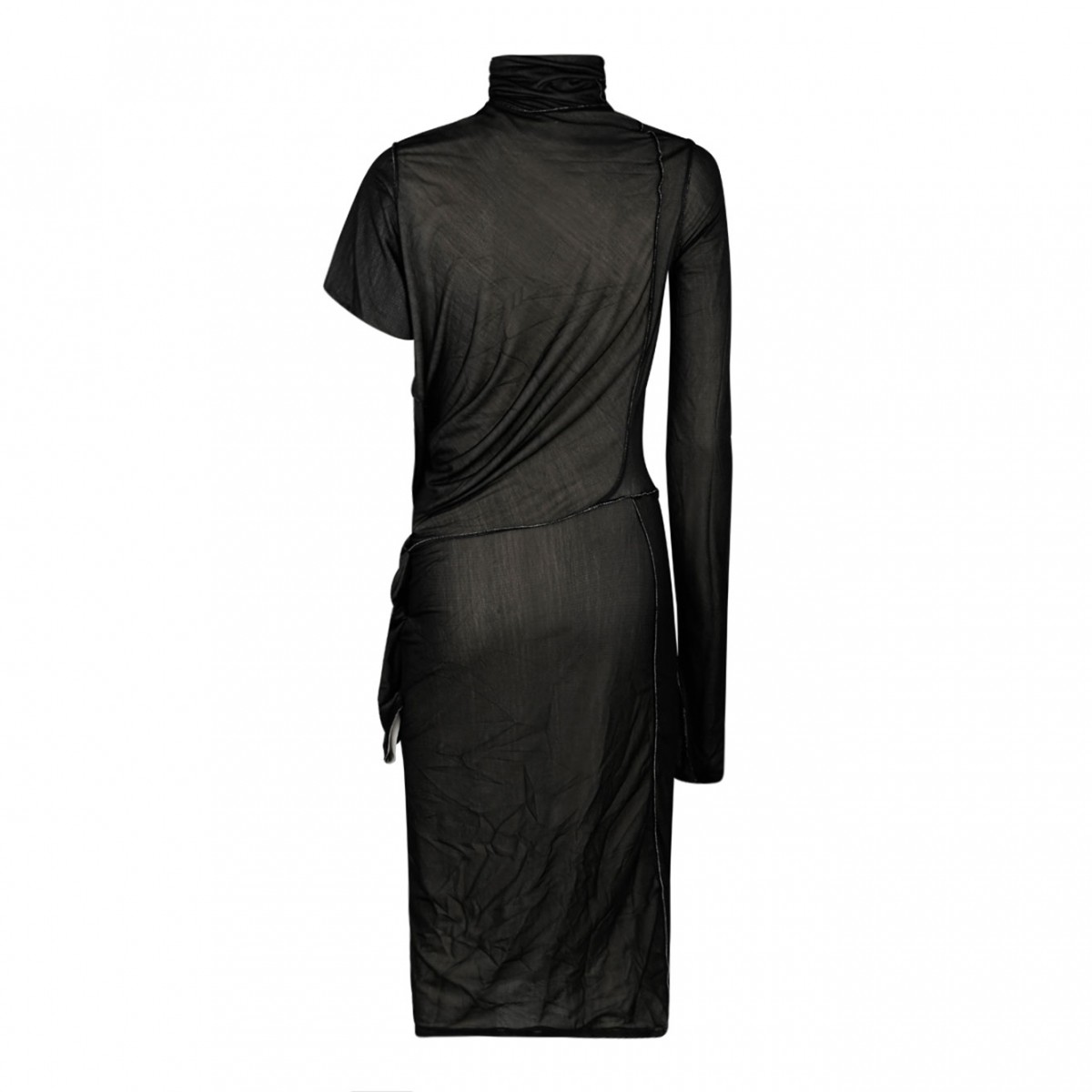 Black Asymmetrical Midi Dress