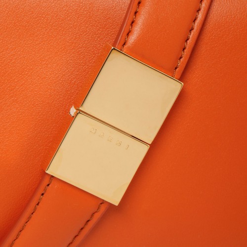 Sunset Orange Calf Leather Small Prisma Shoulder Bag