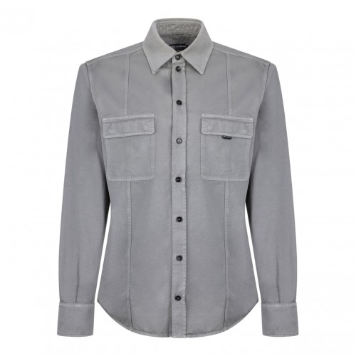 Dark Grey Seam-Detail Shirt
