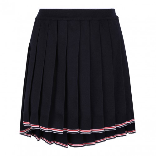 Navy Blue Full Needle Pleated Skirt