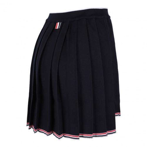 Navy Blue Full Needle Pleated Skirt