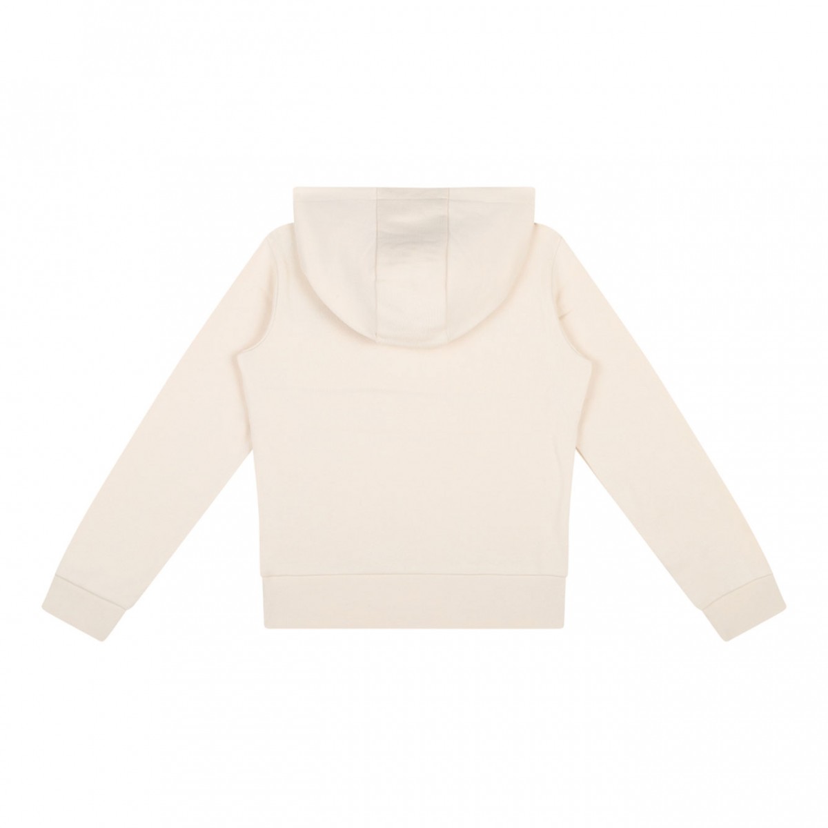 Cream White Logo Embroidered Hoodie