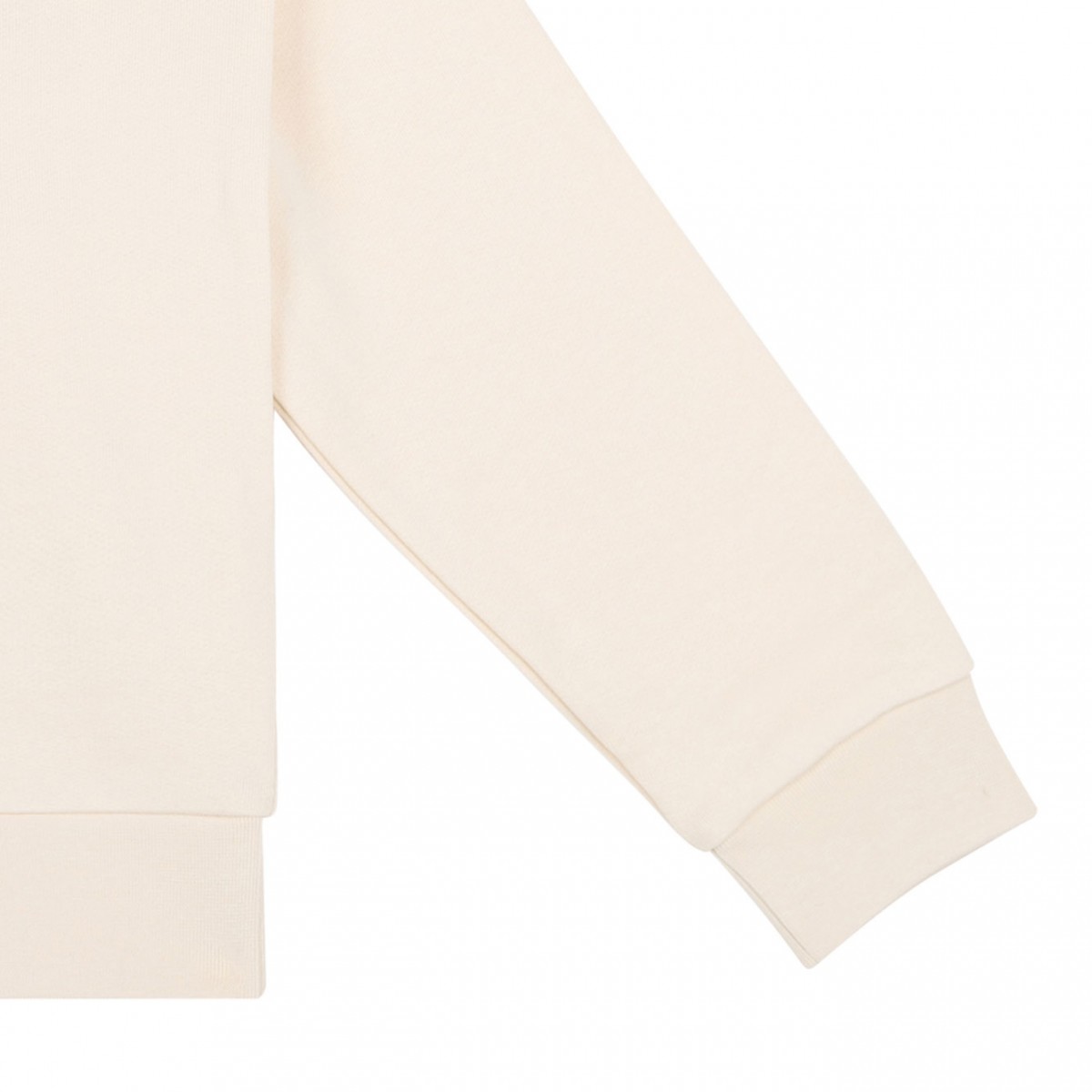 Cream White Logo Embroidered Hoodie