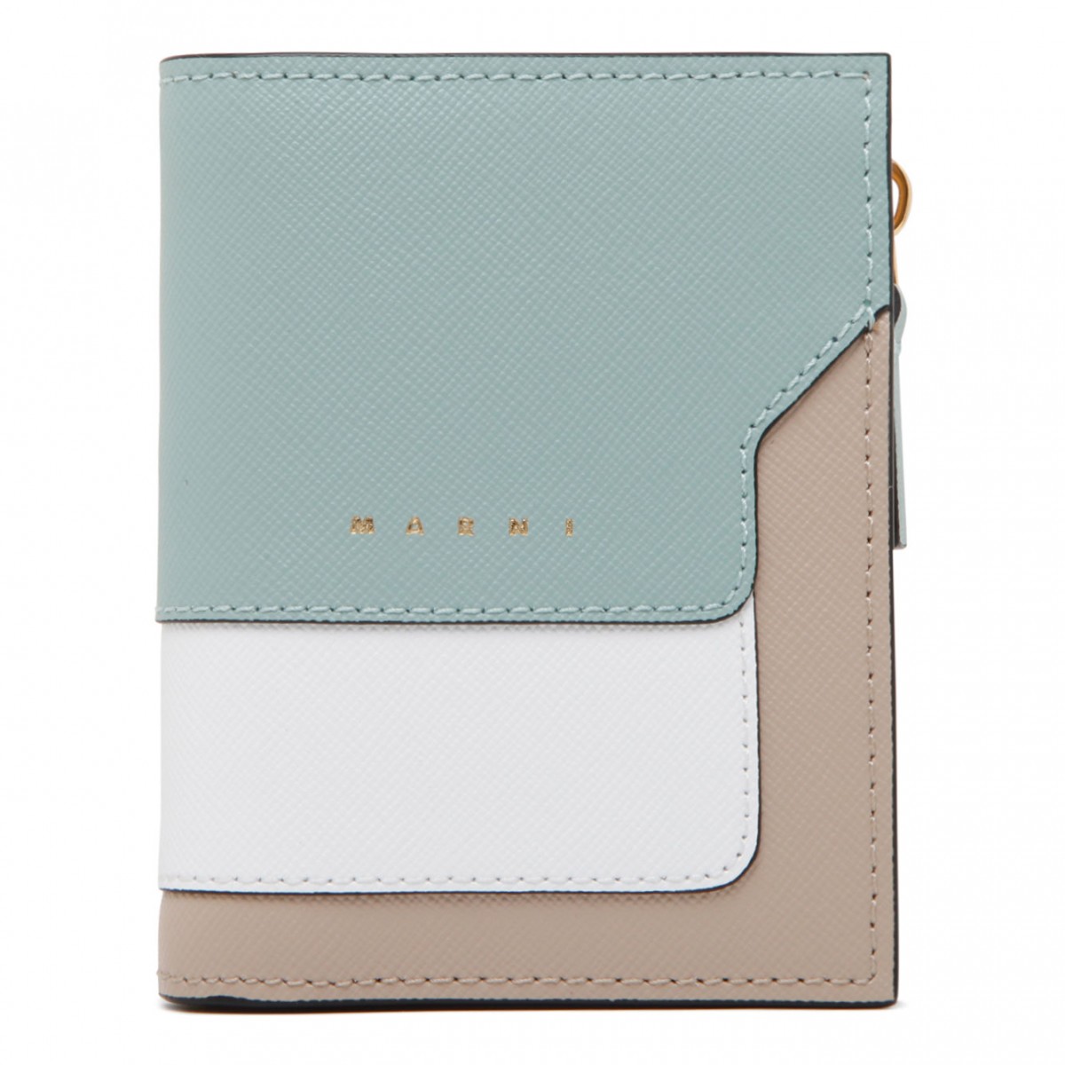 Green, Limestone and Light Camel Calf Leather Wallet