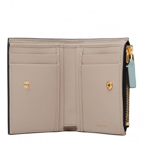 Green, Limestone and Light Camel Calf Leather Wallet 2