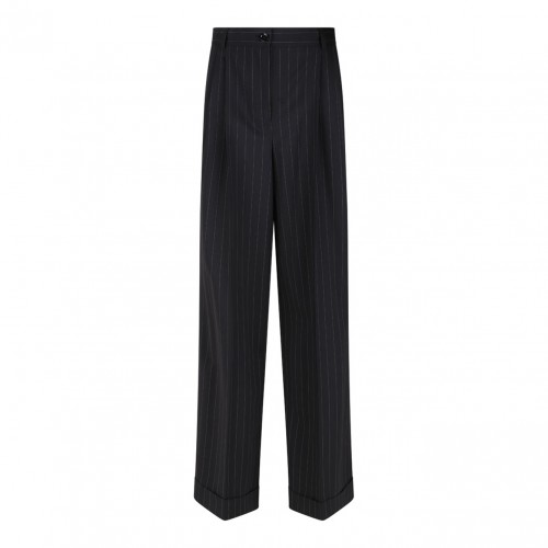Flared Pinstripe Wool Pants