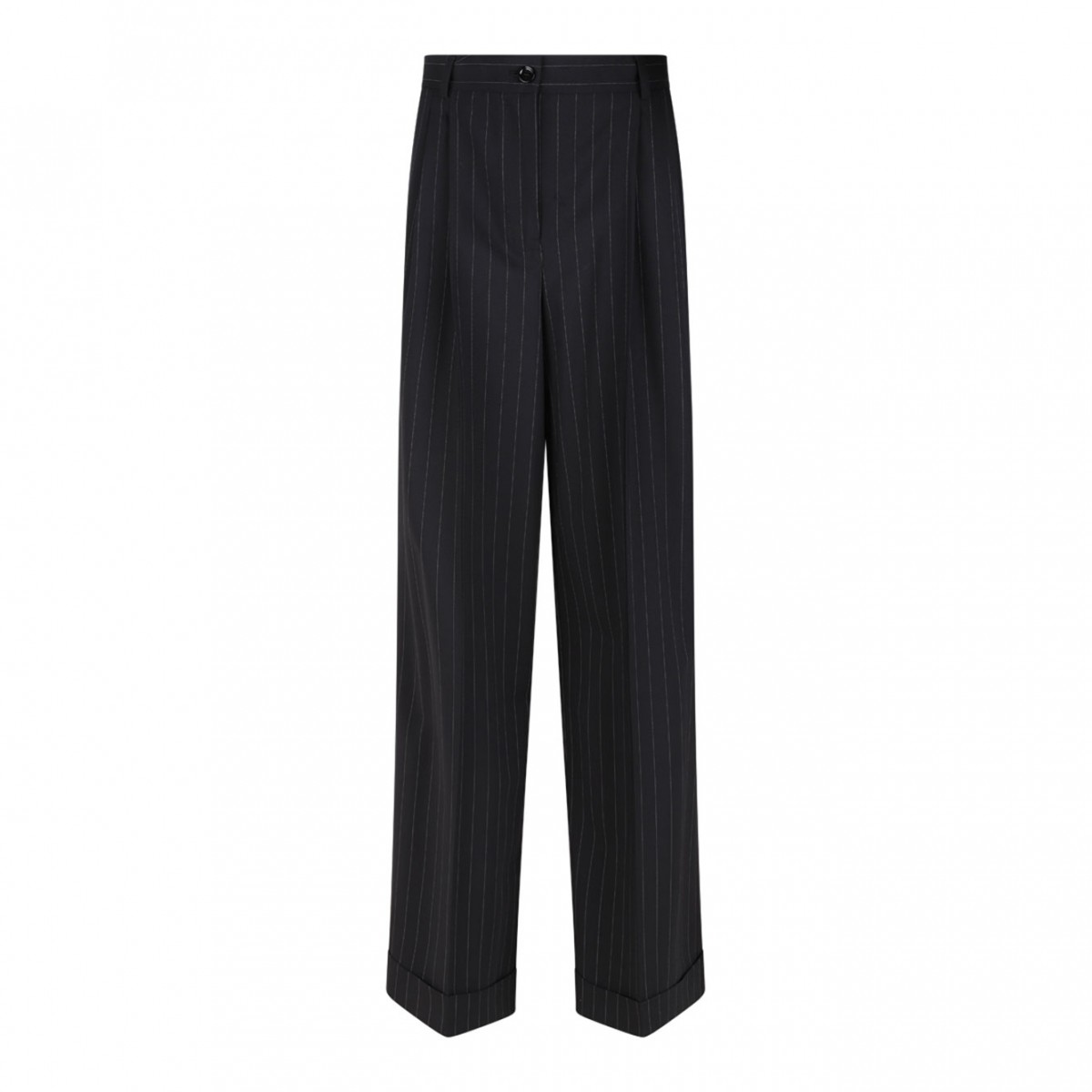 Flared Pinstripe Wool Pants