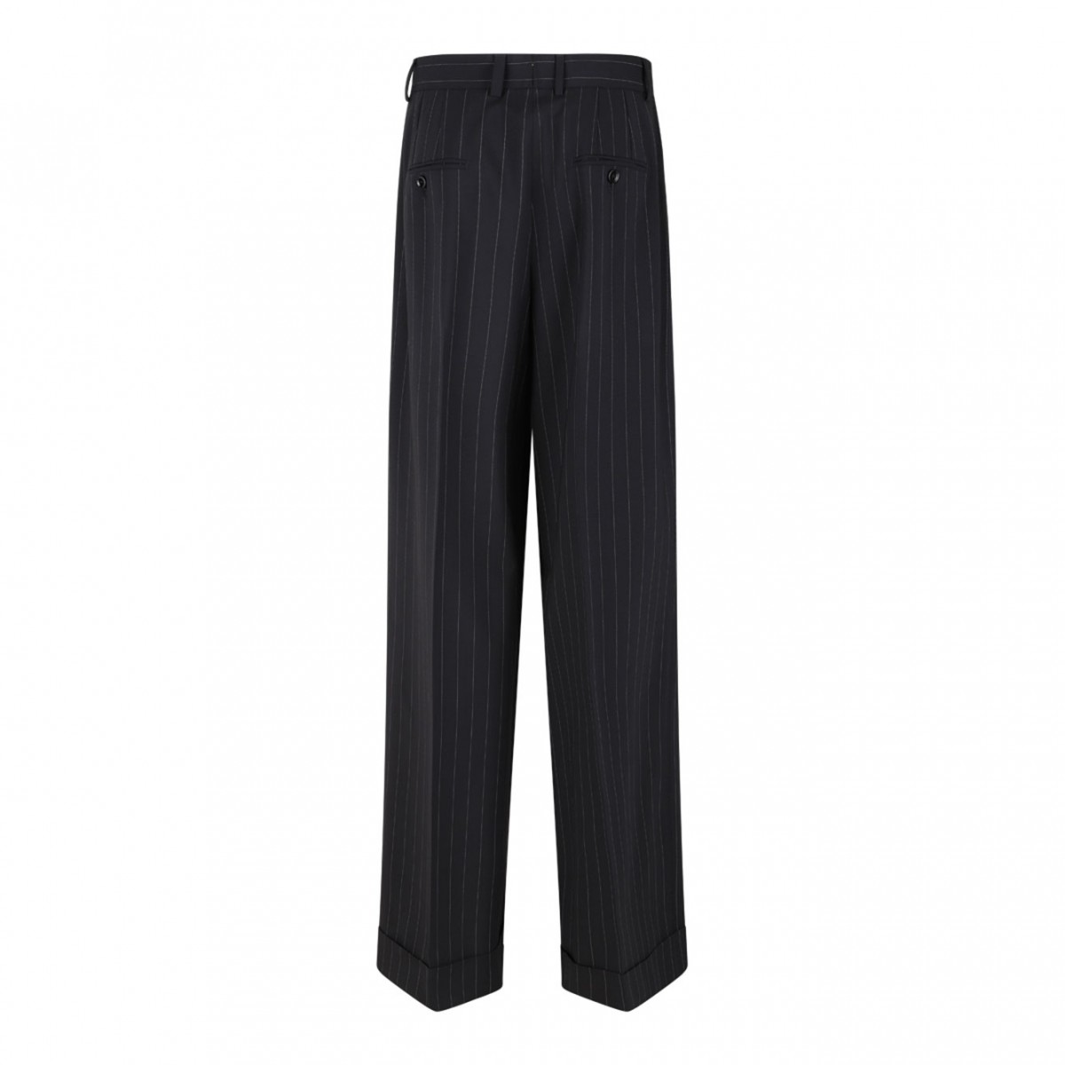 Flared Pinstripe Wool Pants