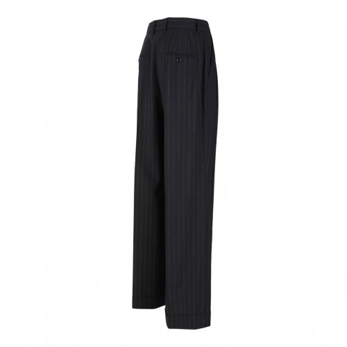 Flared Pinstripe Wool Pants