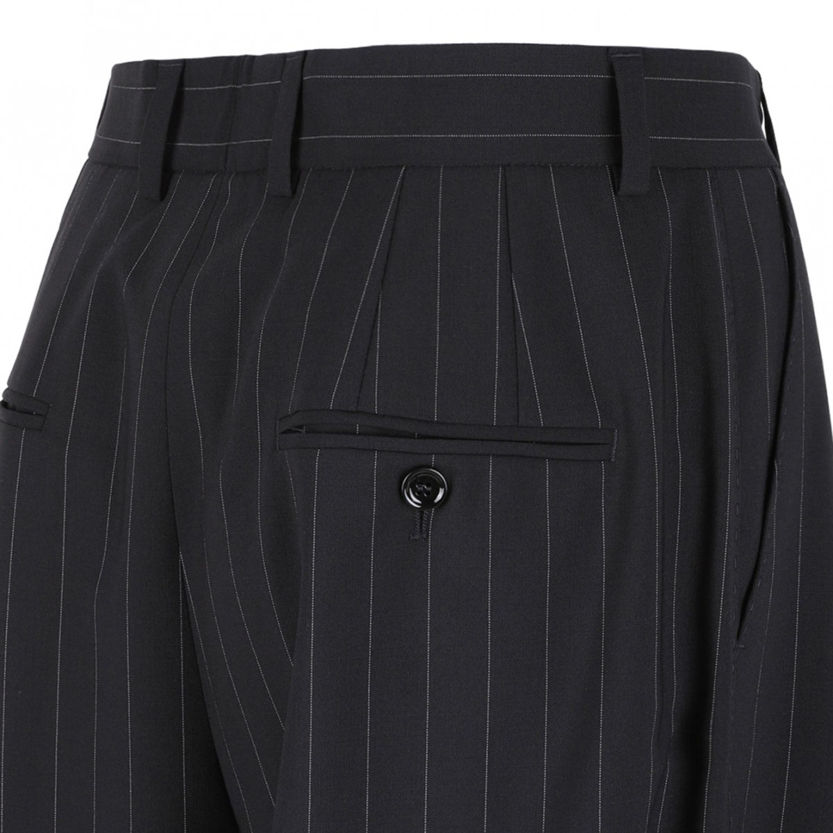 Flared Pinstripe Wool Pants