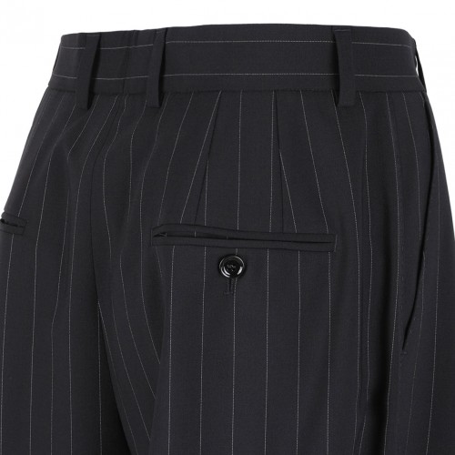 Flared Pinstripe Wool Pants