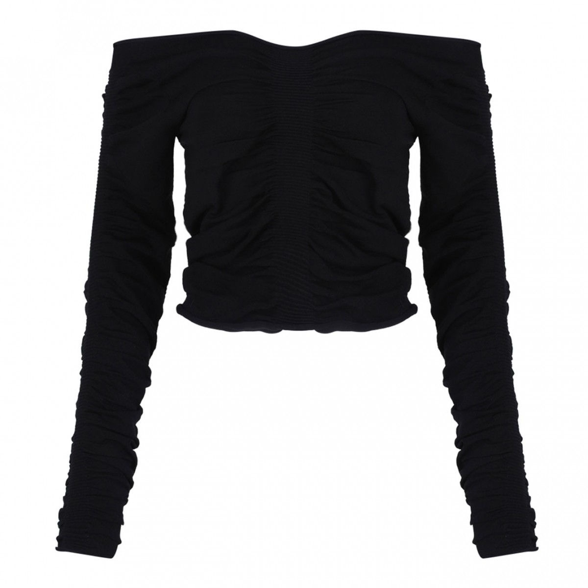 Black Ruched Pullover Top