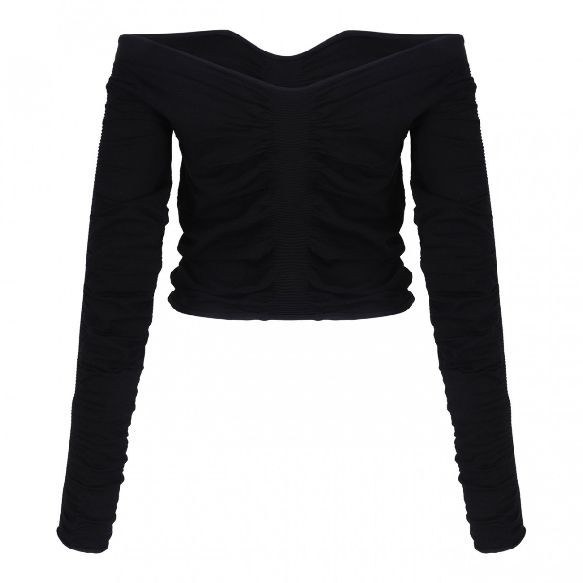 Black Ruched Pullover Top