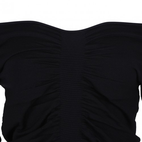 Black Ruched Pullover Top