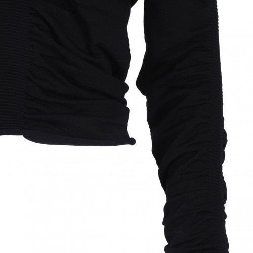 Black Ruched Pullover Top