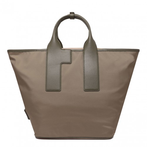 Dark beige Piuma L Tote Bag 2