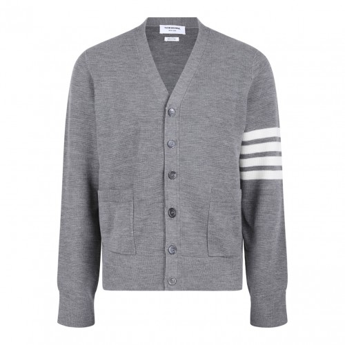 Ash Grey Striped Detail Cardigan
