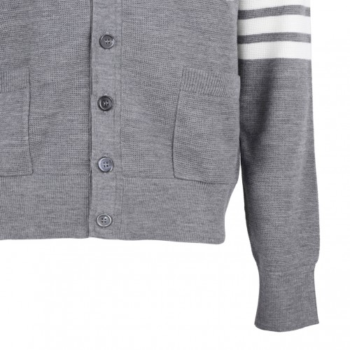 Ash Grey Striped Detail Cardigan