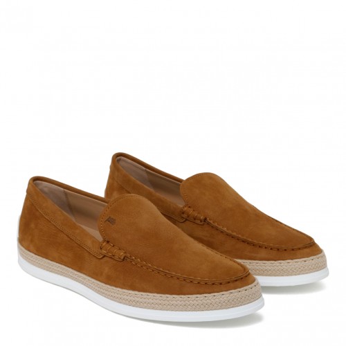 Light Brown Suede Slip On Loafers